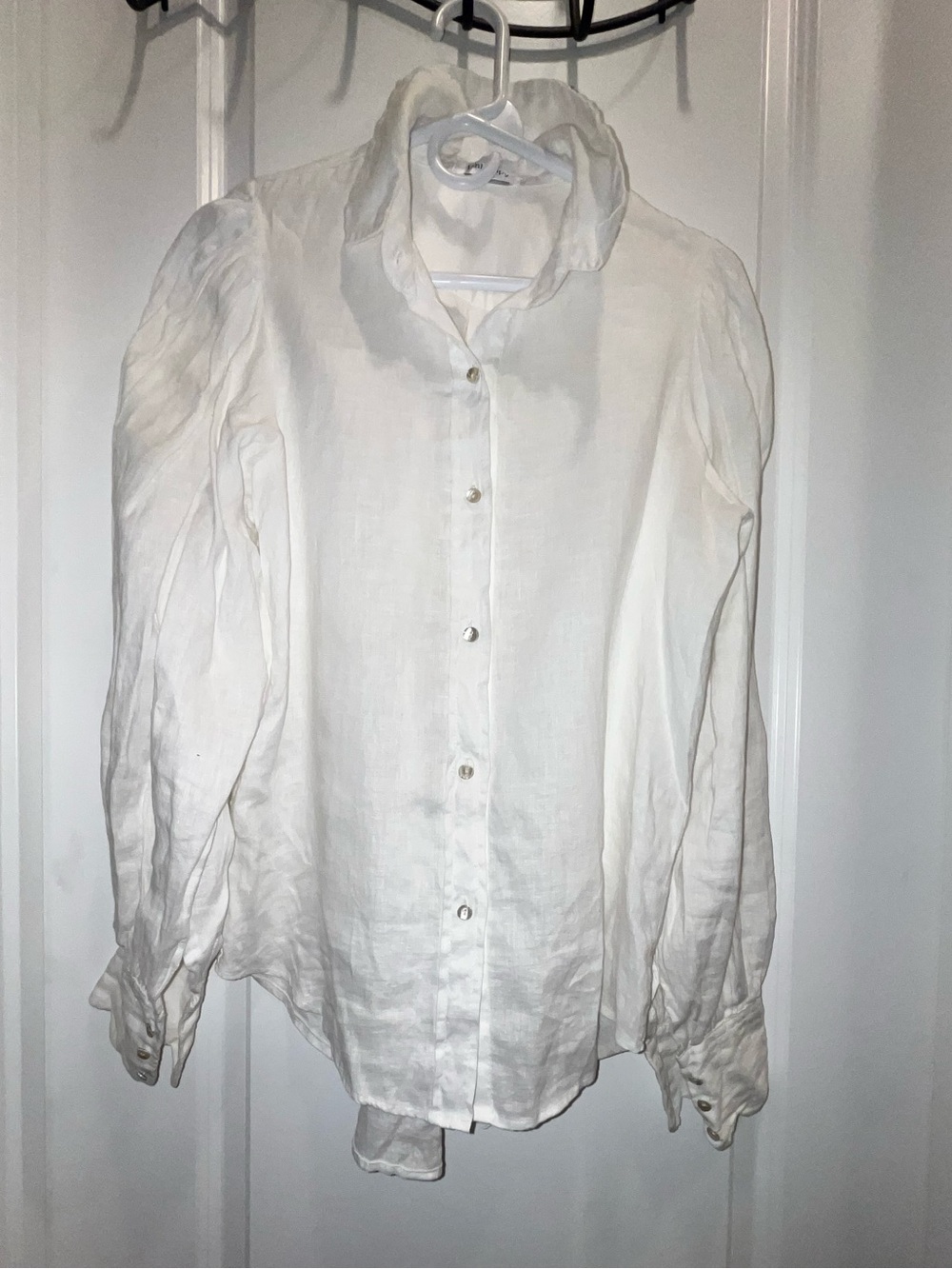 Lanhtropy women’s white linen button down top